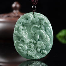 Natural Jade Pendant Silver Tiger Jadeite Pendant