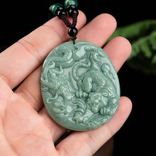 Natural Jade Pendant Silver Tiger Jadeite Pendant