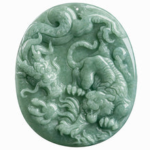 Natural Jade Pendant Silver Tiger Jadeite Pendant