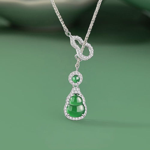 Natural Jade Pendant Silver Hulu Jadeite Pendant