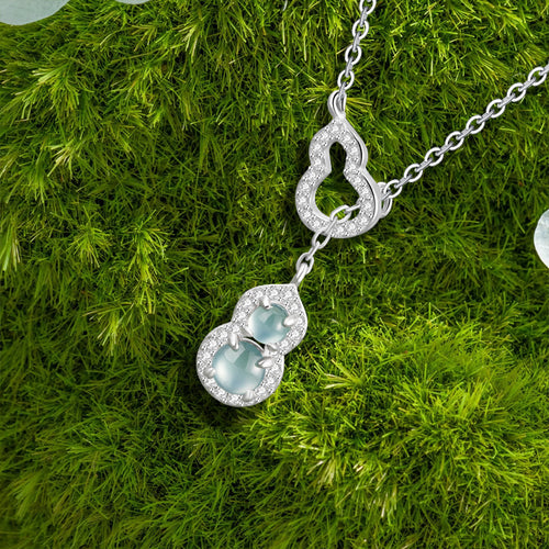 Natural Jade Pendant Silver Hulu Jadeite Pendant