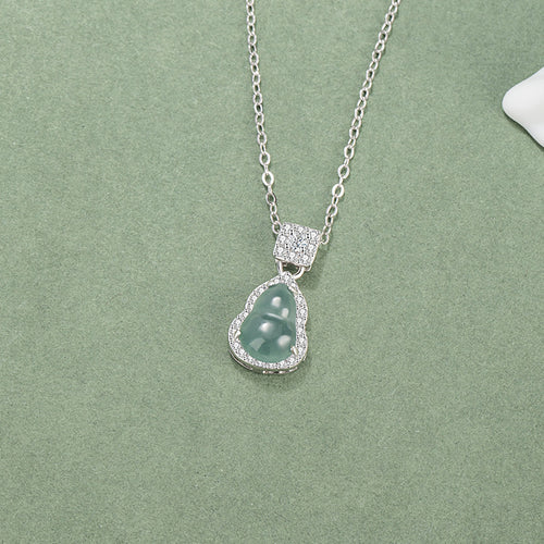 Natural Jade Pendant Silver Hulu Jadeite Pendant