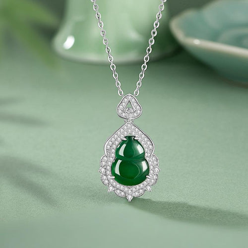 Natural Jade Pendant Silver Hulu Jadeite Pendant
