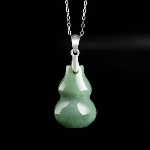 Natural Jade Pendant Silver Hulu Jadeite Pendant