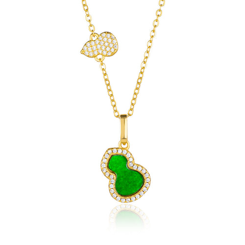 Natural Jade Pendant Silver Hulu Jadeite Pendant