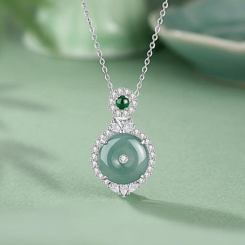 Natural Jade Pendant Silver Jadeite Pendant