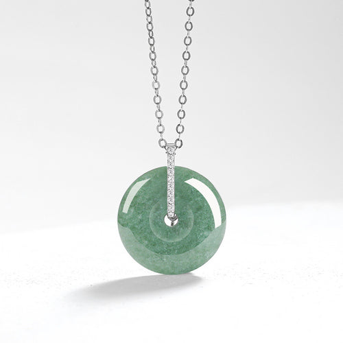 Natural Jade Pendant Silver Jadeite Pendant