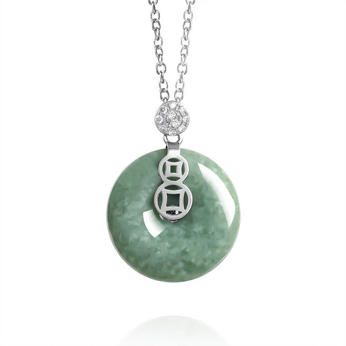 Natural Jade Pendant Silver Jadeite Pendant