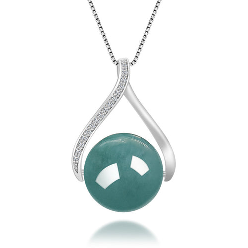 Natural Jade Pendant Silver Jadeite Pendant TUPT498