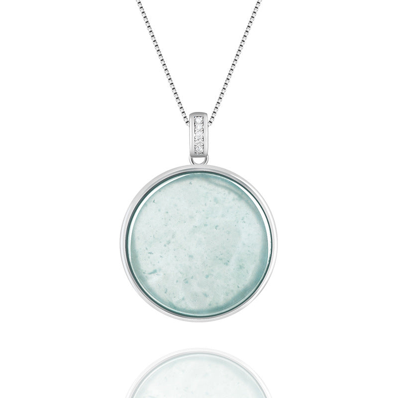 Natural Jade Pendant Silver Jadeite Pendant