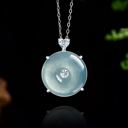 Natural Jade Pendant Silver Jadeite Pendant