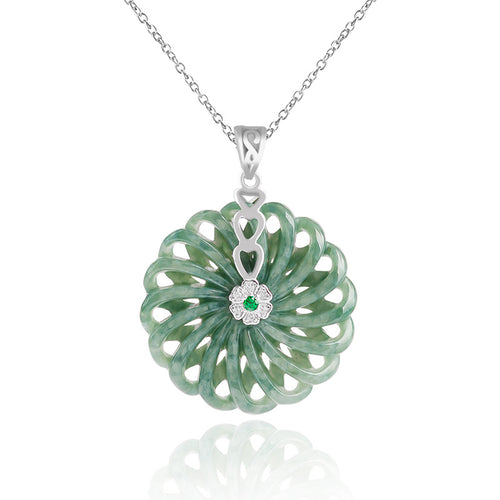 Natural Jade Pendant Silver Jadeite Pendant