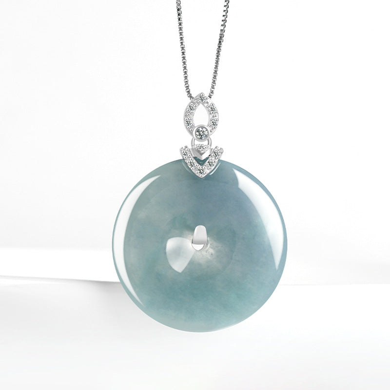 Natural Jade Pendant Silver Jadeite Pendant