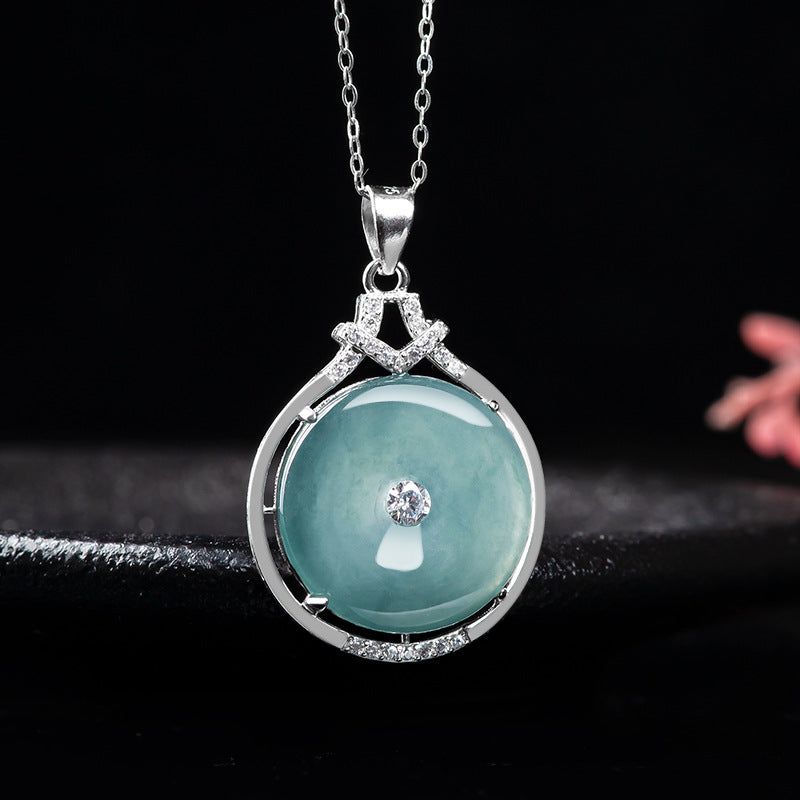 Natural Jade Pendant Silver Jadeite Pendant