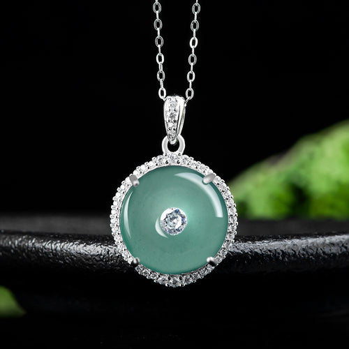 Natural Jade Pendant Silver Jadeite Pendant