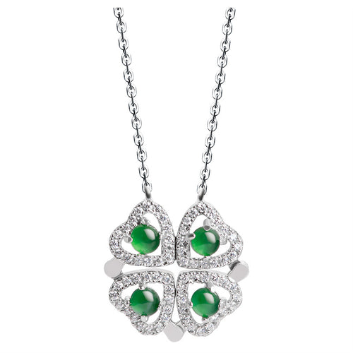 Natural Jade Pendant Silver Jadeite Pendant