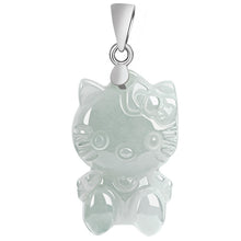 Natural Jade Pendant Silver Kitty Jadeite Pendant