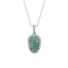 Natural Jade Pendant Silver Leaf Jadeite Pendant