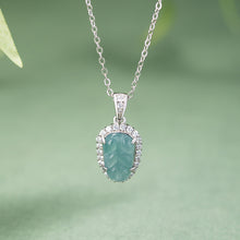 Natural Jade Pendant Silver Leaf Jadeite Pendant