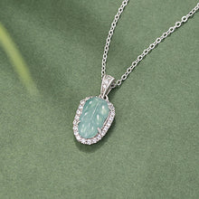 Natural Jade Pendant Silver Leaf Jadeite Pendant