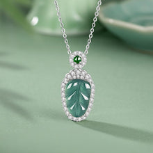 Natural Jade Pendant Silver Leaf Jadeite Pendant