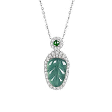 Natural Jade Pendant Silver Leaf Jadeite Pendant