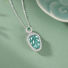 Natural Jade Pendant Silver Leaf Jadeite Pendant
