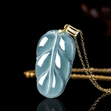 Natural Jade Pendant Silver Leaf Jadeite Pendant
