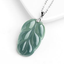 Natural Jade Pendant Silver Leaf Jadeite Pendant