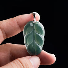 Natural Jade Pendant Silver Leaf Jadeite Pendant