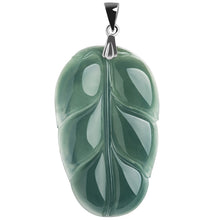 Natural Jade Pendant Silver Leaf Jadeite Pendant