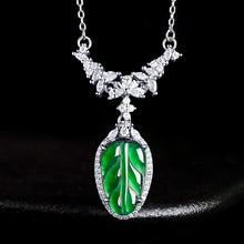 Natural Jade Pendant Silver Leaf Jadeite Pendant