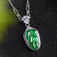 Natural Jade Pendant Silver Leaf Jadeite Pendant