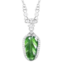 Natural Jade Pendant Silver Leaf Jadeite Pendant