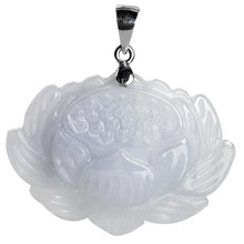 Natural Jade Pendant Silver Lotus Jadeite Pendant