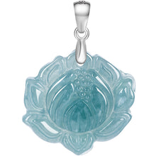 Natural Jade Pendant Silver Lotus Jadeite Pendant