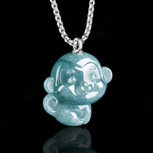 Natural Jade Pendant Silver Monkey Jadeite Pendant