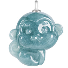 Natural Jade Pendant Silver Monkey Jadeite Pendant