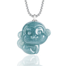 Natural Jade Pendant Silver Monkey Jadeite Pendant