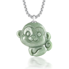 Natural Jade Pendant Silver Monkey Jadeite Pendant