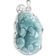 Natural Jade Pendant Silver Pixiu Jadeite Pendant