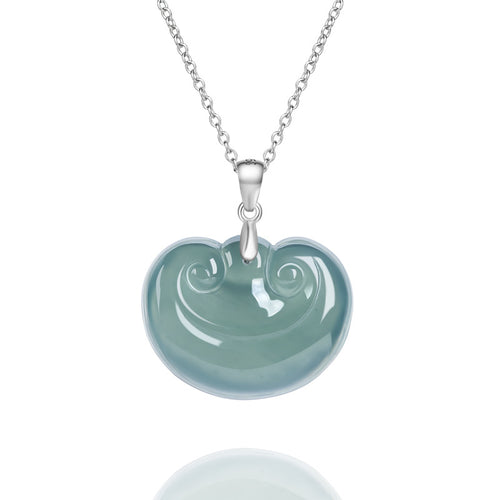 Natural Jade Pendant Silver Ruyi Jadeite Pendant