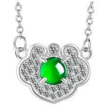 Natural Jade Pendant Silver Ruyi Lock Jadeite Pendant