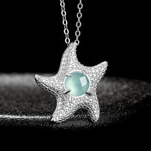 Natural Jade Pendant Silver Starfish Cross Jadeite Pendant