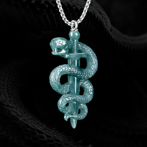 Natural Jade Pendant Snake Sword Jadeite Pendant