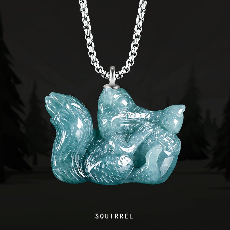 Natural Jade Pendant Squirrel Jadeite Pendant