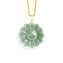 Natural Jade Pendant Sunflower Jadeite Pendant