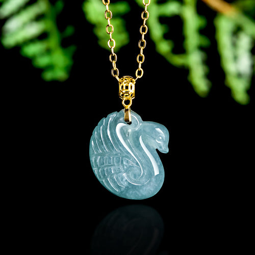 Natural Jade Pendant Swan Jadeite Pendant