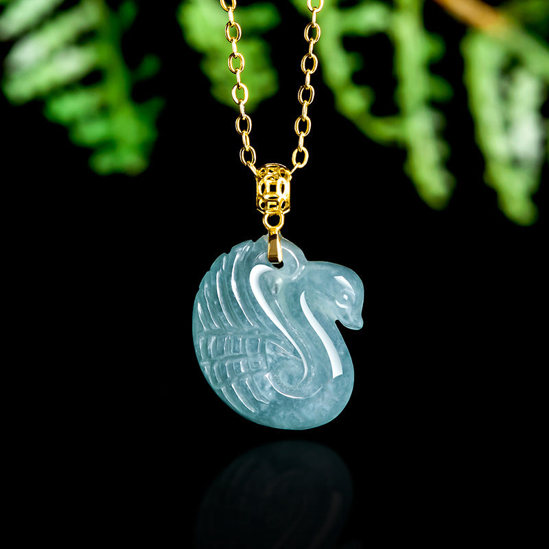 Natural Jade Pendant Swan Jadeite Pendant