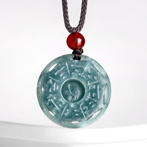 Natural Jade Pendant Taoist Bagua Jadeite Pendant
